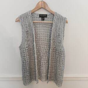 VTG Y2K Lisa Original Sweater Vest Sz Medium Womens Silver Sparkle Fairy Glitter